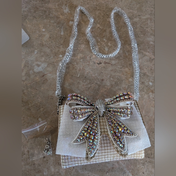 Kurt Geiger London Shoredicht Bow Wallet Beige Comb Shoulder Rightstone Bag New - Picture 2 of 15